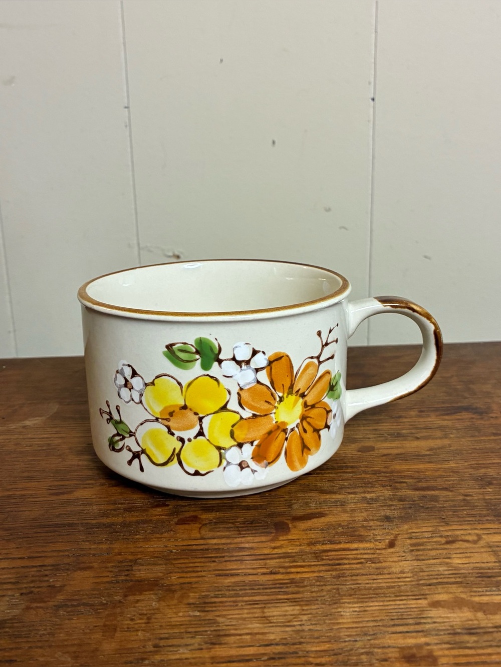 Vintage Floral Stoneware Mug | Made in Korea | Cottagecore Coffee Cup